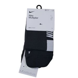 Nike Training Multiplier Ankle Sock 2 Pack Men Size 6-8 Women 6-10 Black Dri-Fit